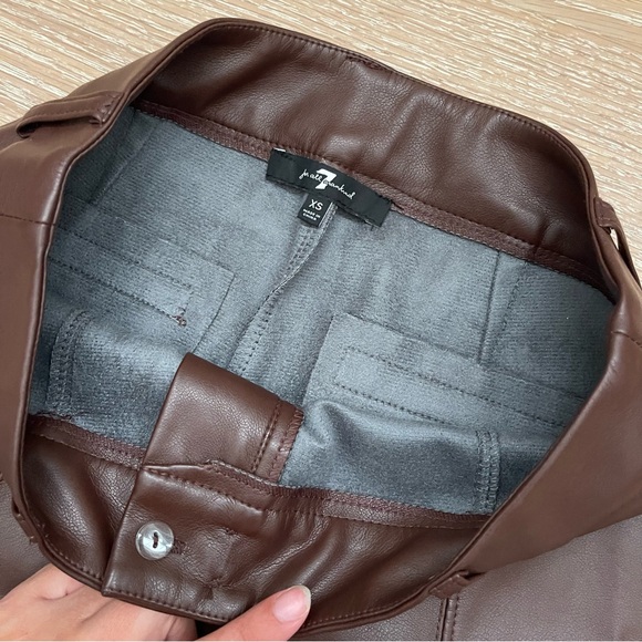 7 For All Mankind Brown Faux Leather Straight Leg Pants - Picture 3 of 4